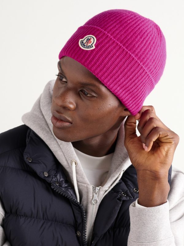 Appliquéd Ribbed Virgin Wool and Cashmere-Blend Beanie - OU Appliquéd Ribbed Virgin Wool and Cashmere-Blend Beanie - OU