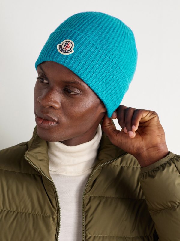 Appliquéd Ribbed Virgin Wool and Cashmere-Blend Beanie - OU Appliquéd Ribbed Virgin Wool and Cashmere-Blend Beanie - OU