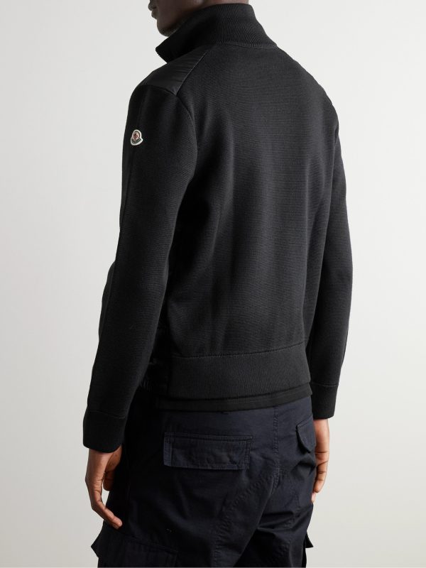 Slim-Fit Panelled Wool-Blend and Quilted Shell Down Zip-Up Cardigan - BK Slim-Fit Panelled Wool-Blend and Quilted Shell Down Zip-Up Cardigan - BK