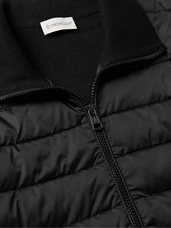 Slim-Fit Panelled Wool-Blend and Quilted Shell Down Zip-Up Cardigan - CU Slim-Fit Panelled Wool-Blend and Quilted Shell Down Zip-Up Cardigan - CU