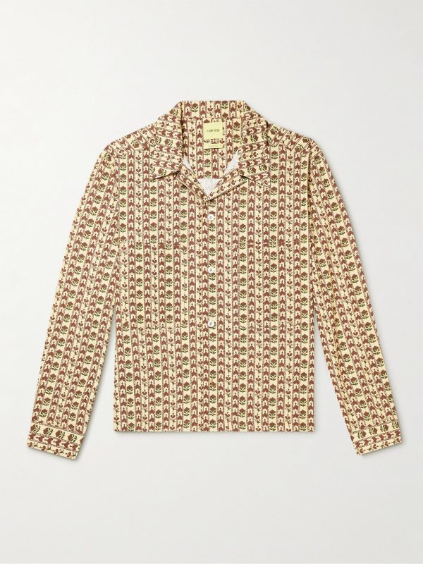 Camp-Collar Printed Cotton-Voile Overshirt