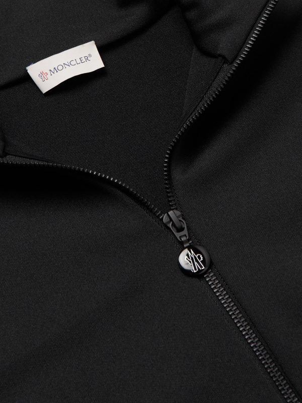 Logo-Appliquéd Studded Grosgrain-Trimmed Jersey Zip-Up Sweatshirt - CU Logo-Appliquéd Studded Grosgrain-Trimmed Jersey Zip-Up Sweatshirt - CU