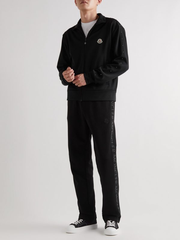 Logo-Appliquéd Studded Grosgrain-Trimmed Jersey Zip-Up Sweatshirt - OU Logo-Appliquéd Studded Grosgrain-Trimmed Jersey Zip-Up Sweatshirt - OU