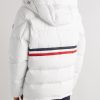 Fleole Logo-Print Striped Quilted Shell Hooded Down Jacket - BK