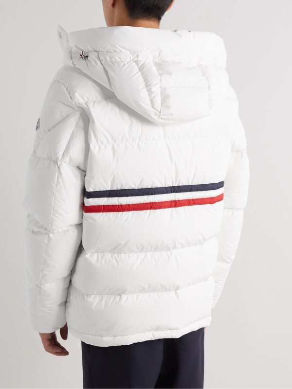 Fleole Logo-Print Striped Quilted Shell Hooded Down Jacket - BK