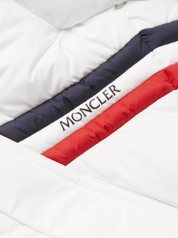 Fleole Logo-Print Striped Quilted Shell Hooded Down Jacket - E1