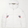 Fleole Logo-Print Striped Quilted Shell Hooded Down Jacket