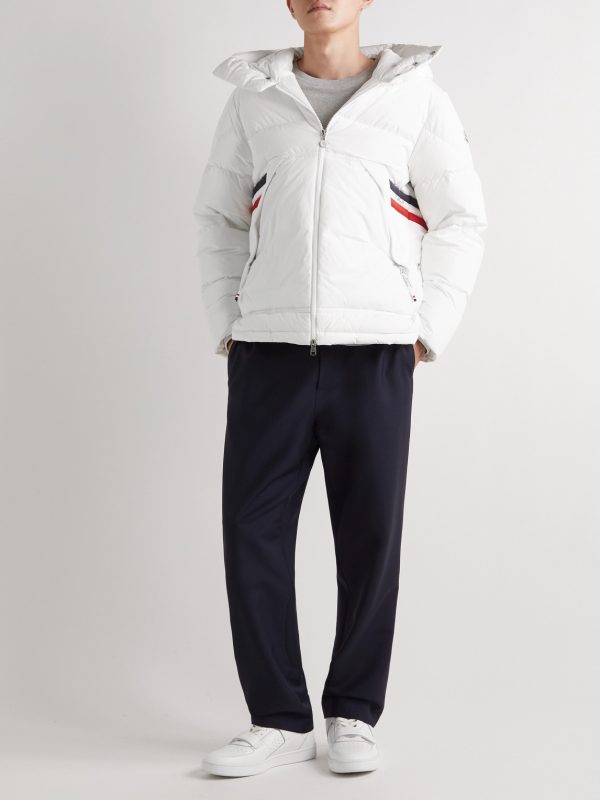 Fleole Logo-Print Striped Quilted Shell Hooded Down Jacket - OU