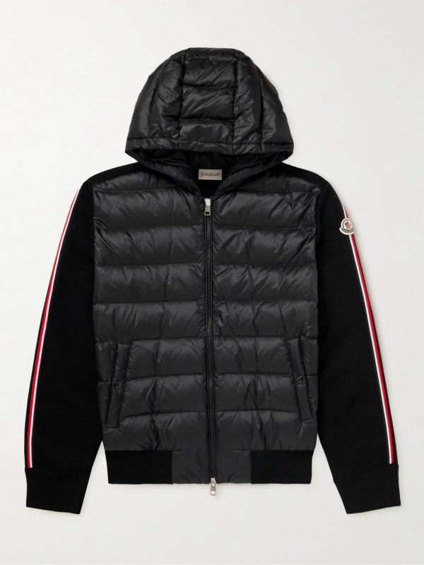 Slim-Fit Ribbed Wool and Quilted Shell Down Hooded Zip-Up Cardigan Slim-Fit Ribbed Wool and Quilted Shell Down Hooded Zip-Up Cardigan