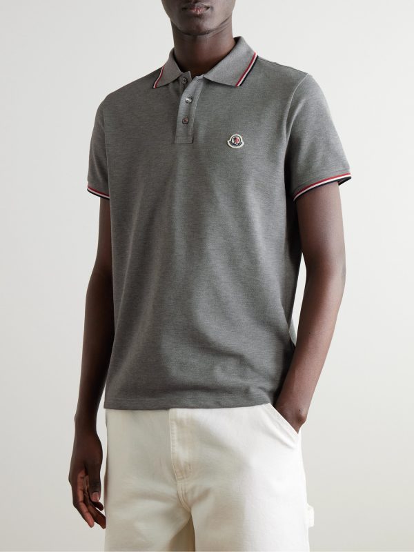 Logo-Appliquéd Striped Cotton-Piqué Polo Shirt - FR Logo-Appliquéd Striped Cotton-Piqué Polo Shirt - FR