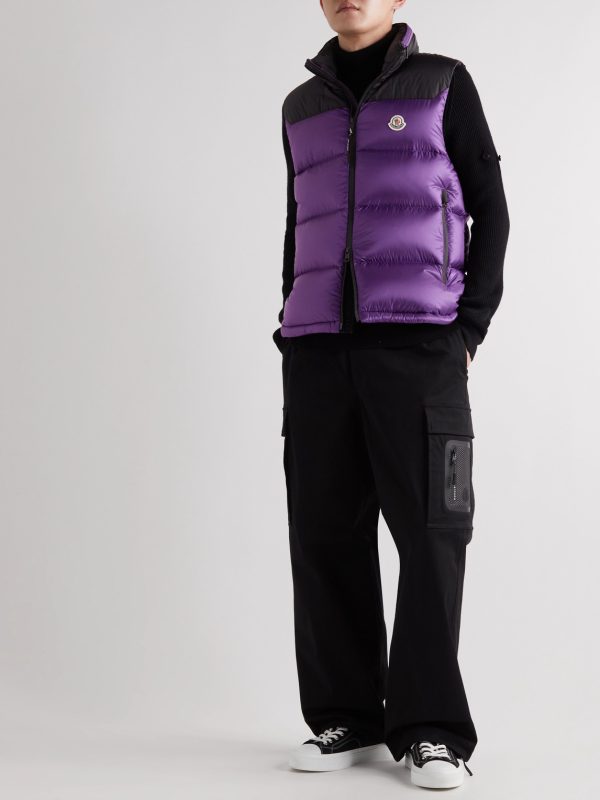 Ophrys Logo-Appliquéd Colour-Block Quilted Shell and Ripstop Down Gilet - OU Ophrys Logo-Appliquéd Colour-Block Quilted Shell and Ripstop Down Gilet - OU