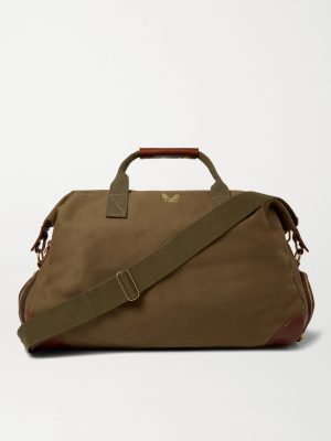 Weekender Leather-Trimmed Cotton-Canvas Holdall