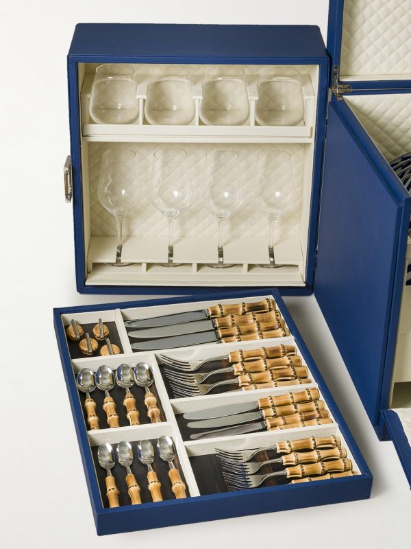 Bamboo and Leather Picnic Trunk - E2