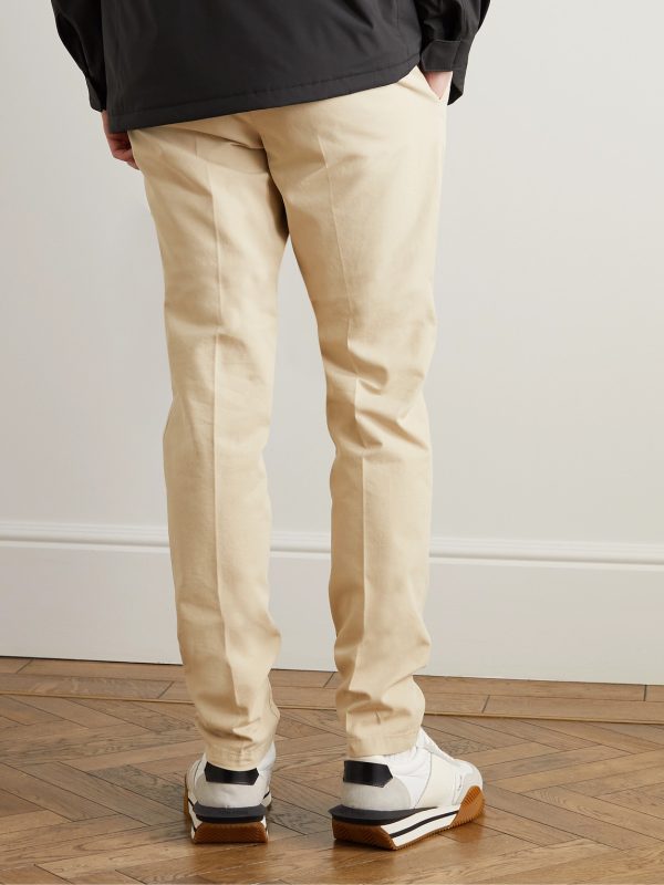 Pantaflat Slim-Fit Pleated Stretch-Cotton Trousers - BK Pantaflat Slim-Fit Pleated Stretch-Cotton Trousers - BK