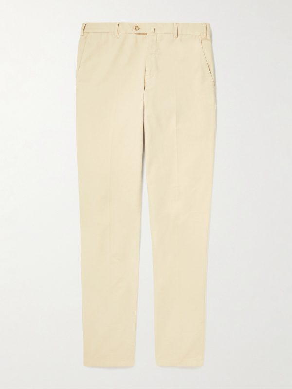 Pantaflat Slim-Fit Pleated Stretch-Cotton Trousers Pantaflat Slim-Fit Pleated Stretch-Cotton Trousers