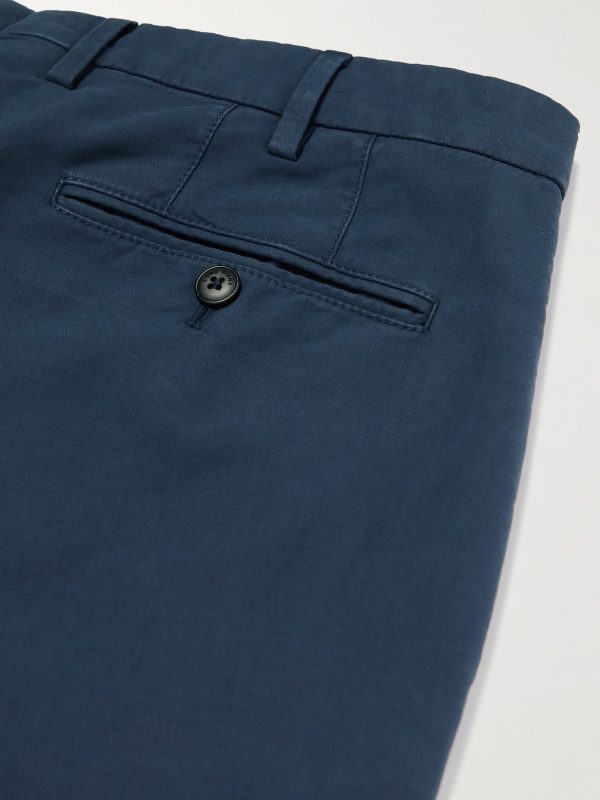 Pantaflat Slim-Fit Pleated Stretch-Cotton Trousers - CU Pantaflat Slim-Fit Pleated Stretch-Cotton Trousers - CU