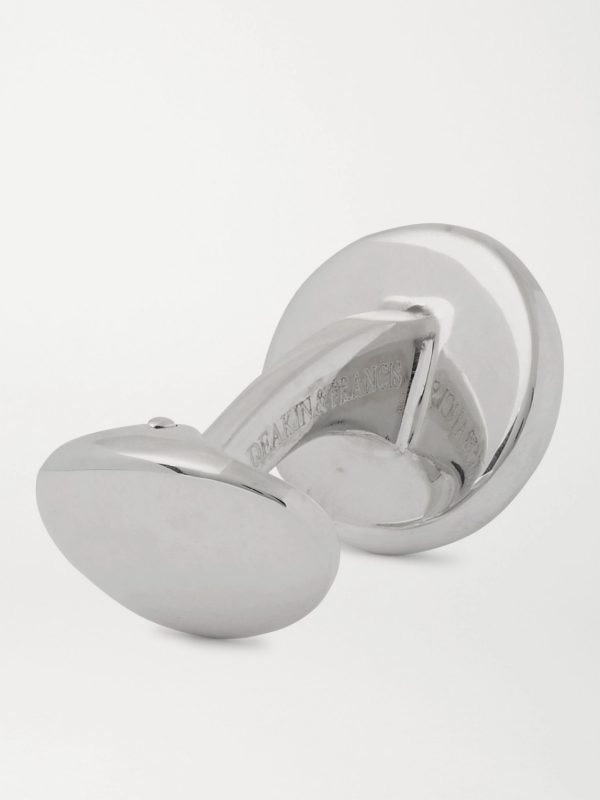 Sterling Silver, Mother-of-Pearl and Sapphire Cufflinks - BK Sterling Silver, Mother-of-Pearl and Sapphire Cufflinks - BK