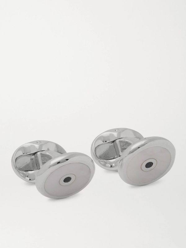 Sterling Silver, Mother-of-Pearl and Sapphire Cufflinks Sterling Silver, Mother-of-Pearl and Sapphire Cufflinks