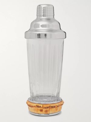 Glass, Bamboo and Stainless Steel Cocktail Shaker
