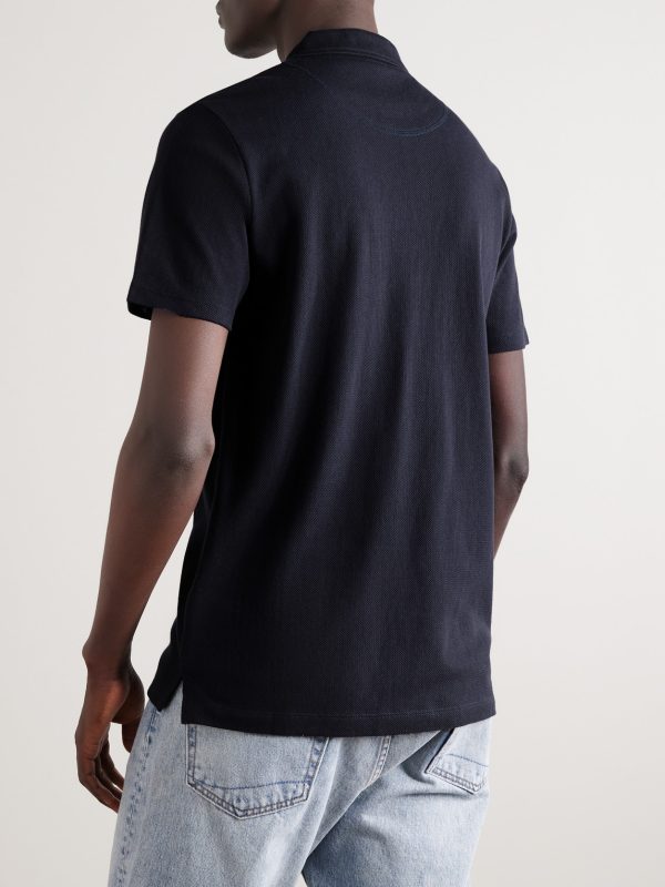 Riviera Slim-Fit Cotton-Mesh Polo Shirt - BK Riviera Slim-Fit Cotton-Mesh Polo Shirt - BK