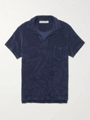 Slim-Fit Camp-Collar Cotton-Terry Polo Shirt Slim-Fit Camp-Collar Cotton-Terry Polo Shirt