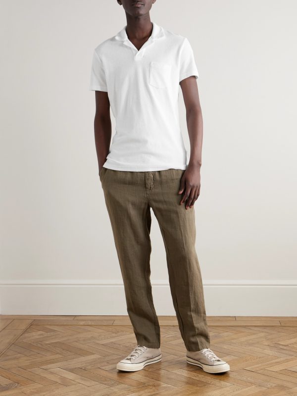 Slim-Fit Camp-Collar Cotton-Terry Polo Shirt - OU Slim-Fit Camp-Collar Cotton-Terry Polo Shirt - OU