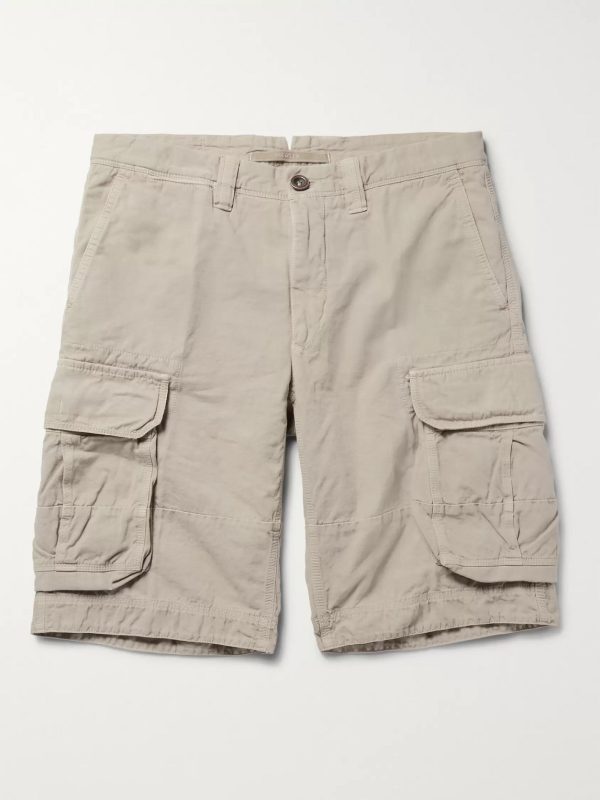 Washed Cotton and Linen-Blend Cargo Shorts