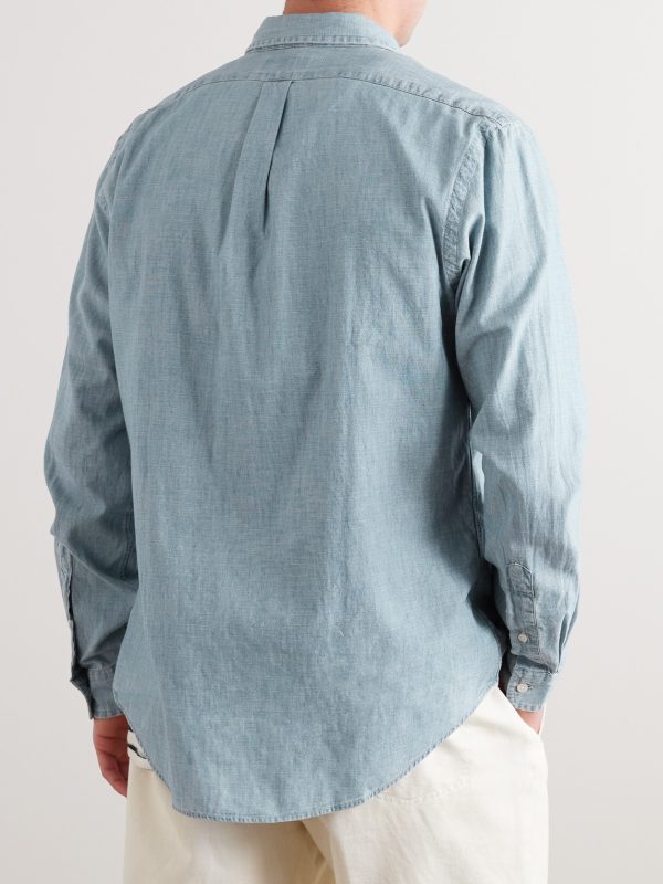 Slim-Fit Washed Cotton-Chambray Shirt - BK