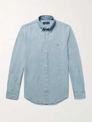 Slim-Fit Washed Cotton-Chambray Shirt Slim-Fit Washed Cotton-Chambray Shirt