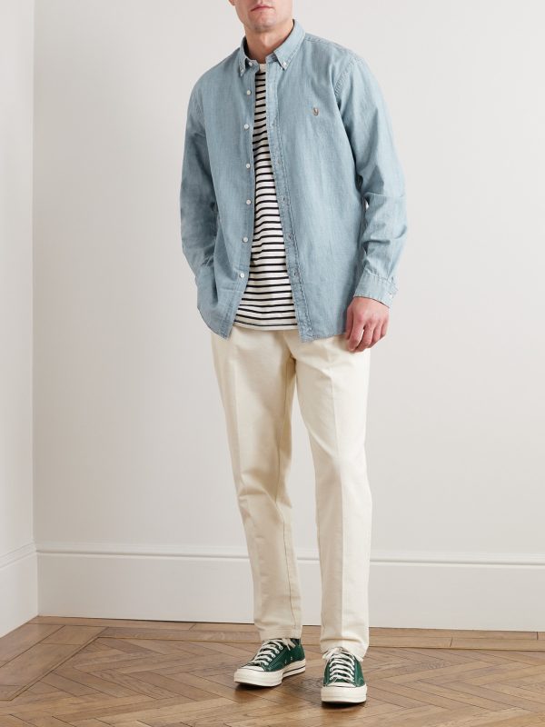 Slim-Fit Washed Cotton-Chambray Shirt - OU