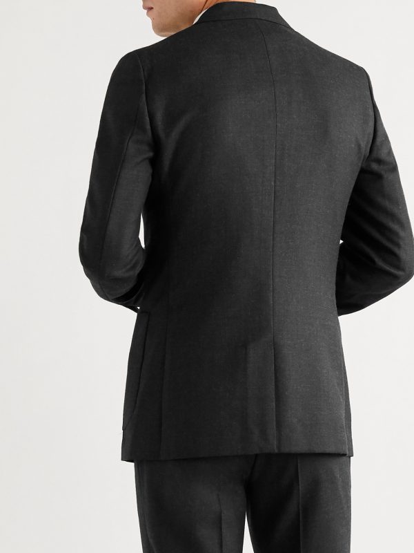 Grey Unstructured Worsted Wool Suit Jacket - BK Grey Unstructured Worsted Wool Suit Jacket - BK