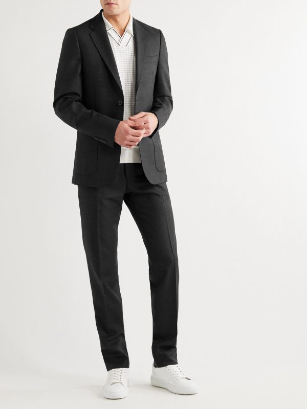 Grey Unstructured Worsted Wool Suit Jacket - OU Grey Unstructured Worsted Wool Suit Jacket - OU