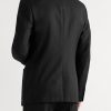 Black Unstructured Worsted Wool Suit Jacket - BK Black Unstructured Worsted Wool Suit Jacket - BK