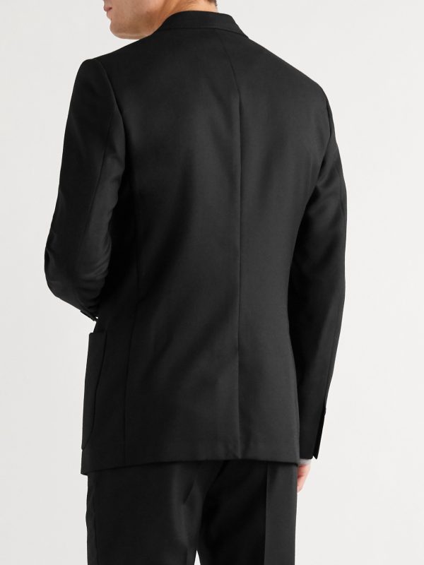 Black Unstructured Worsted Wool Suit Jacket - BK Black Unstructured Worsted Wool Suit Jacket - BK
