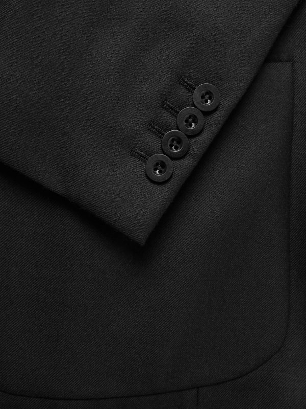 Black Unstructured Worsted Wool Suit Jacket - CU Black Unstructured Worsted Wool Suit Jacket - CU