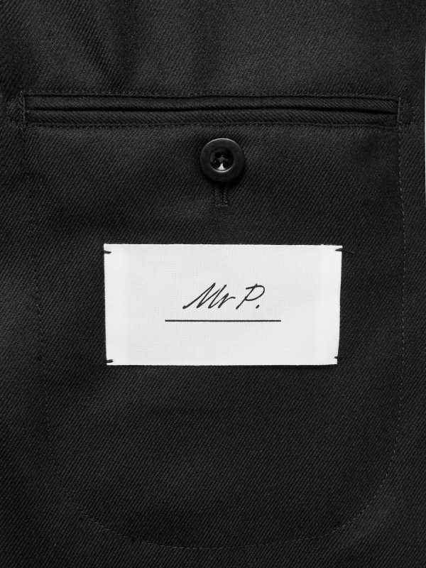 Black Unstructured Worsted Wool Suit Jacket - E3 Black Unstructured Worsted Wool Suit Jacket - E3