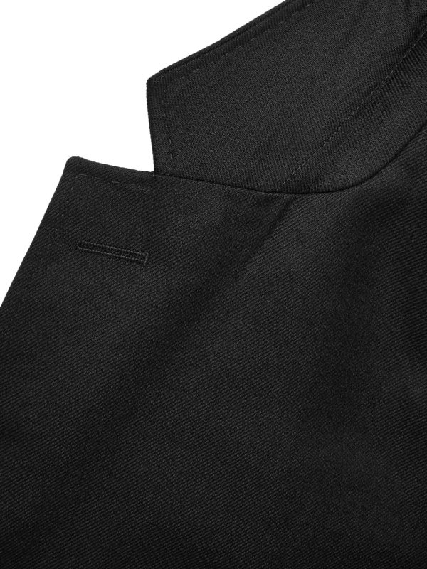 Black Unstructured Worsted Wool Suit Jacket - E4 Black Unstructured Worsted Wool Suit Jacket - E4
