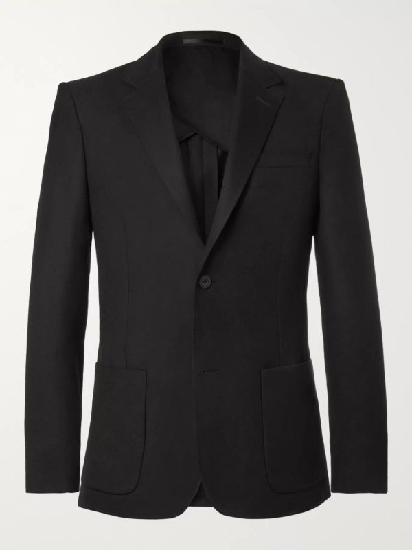Black Unstructured Worsted Wool Suit Jacket Black Unstructured Worsted Wool Suit Jacket