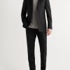 Black Unstructured Worsted Wool Suit Jacket - OU Black Unstructured Worsted Wool Suit Jacket - OU