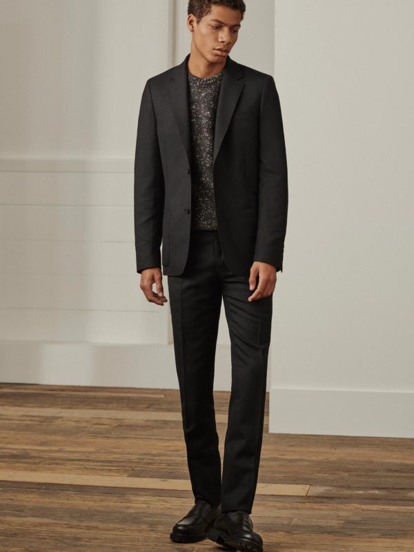 Black Unstructured Worsted Wool Suit Jacket - RW Black Unstructured Worsted Wool Suit Jacket - RW