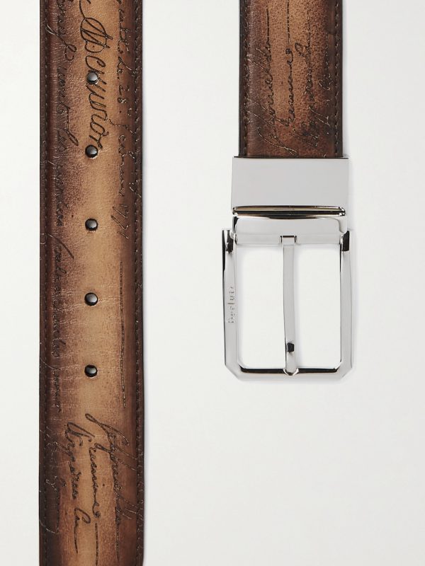 Versatile 3.5cm Scritto Reversible Venezia Leather Belt - E2