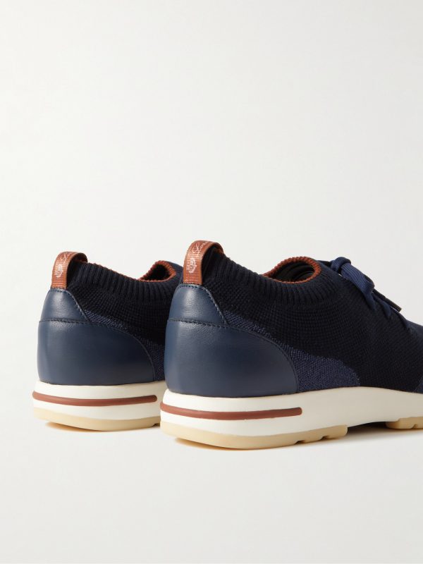 360 Flexy Walk Leather-Trimmed Knitted Wool Sneakers - BK 360 Flexy Walk Leather-Trimmed Knitted Wool Sneakers - BK