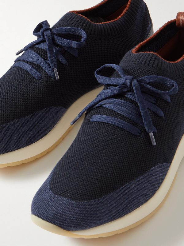 360 Flexy Walk Leather-Trimmed Knitted Wool Sneakers - CU 360 Flexy Walk Leather-Trimmed Knitted Wool Sneakers - CU