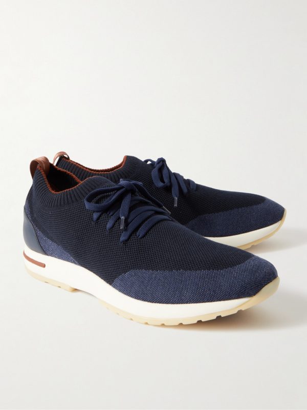 360 Flexy Walk Leather-Trimmed Knitted Wool Sneakers - FR 360 Flexy Walk Leather-Trimmed Knitted Wool Sneakers - FR