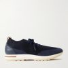 360 Flexy Walk Leather-Trimmed Knitted Wool Sneakers 360 Flexy Walk Leather-Trimmed Knitted Wool Sneakers