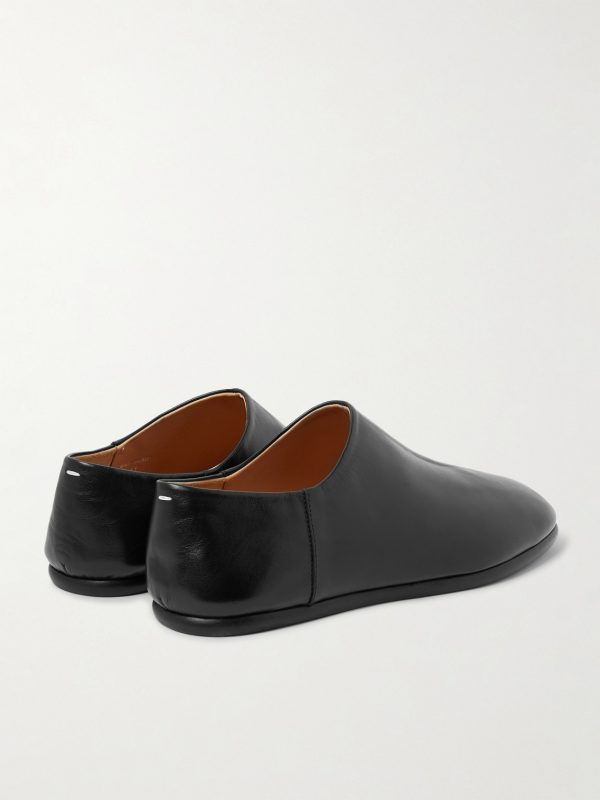 Tabi Split-Toe Leather Collapsible-Heel Loafers - BK