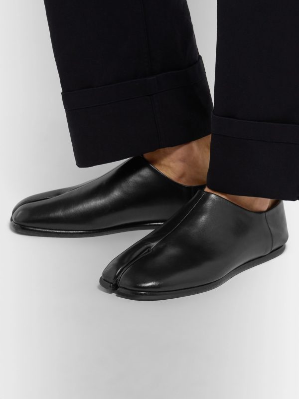 Tabi Split-Toe Leather Collapsible-Heel Loafers - E1