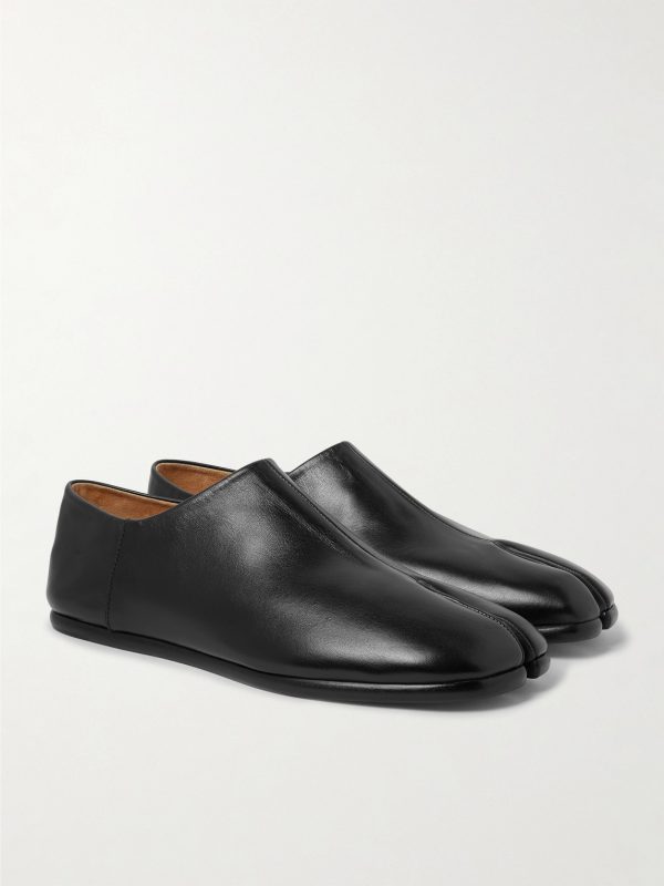 Tabi Split-Toe Leather Collapsible-Heel Loafers - FR