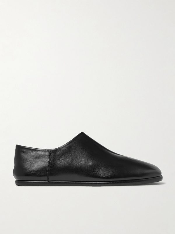 Tabi Split-Toe Leather Collapsible-Heel Loafers