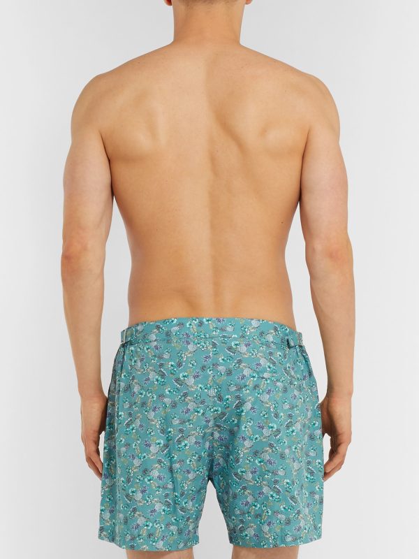 Mid-Length Printed Cotton Swim Shorts - BK Mid-Length Printed Cotton Swim Shorts - BK